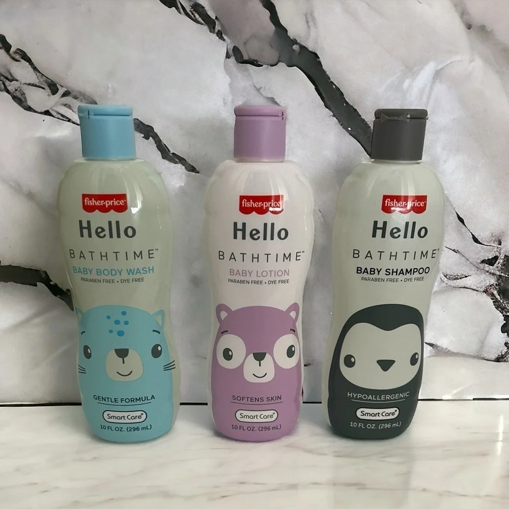 New Fisher Price Hello Bath Time Baby Body Wash Shampoo Lotion Bundle